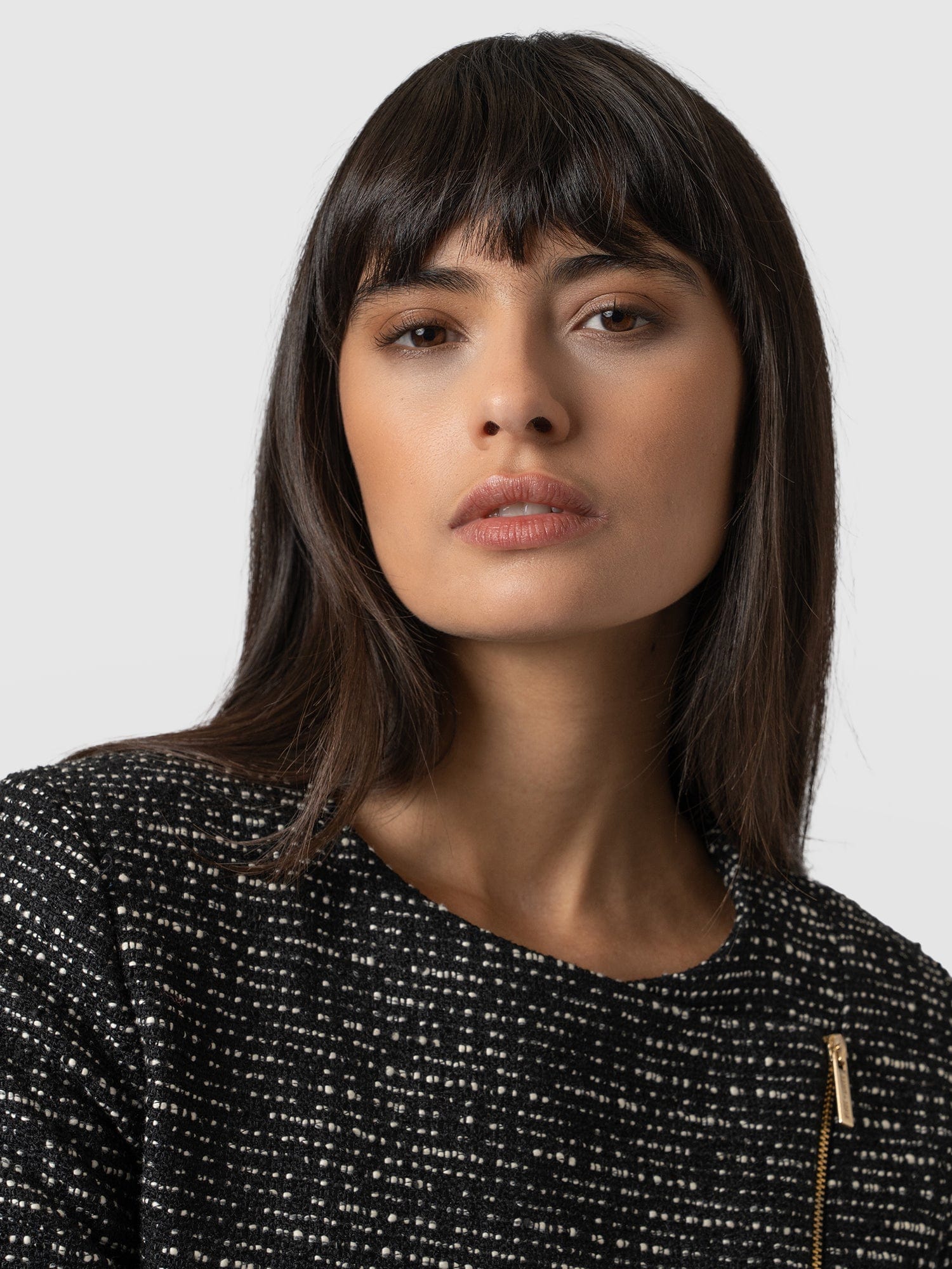 Sutton Asymmetric Jacket Monochrome Bouclé - Women's Jackets | Saint + Sofia® USA